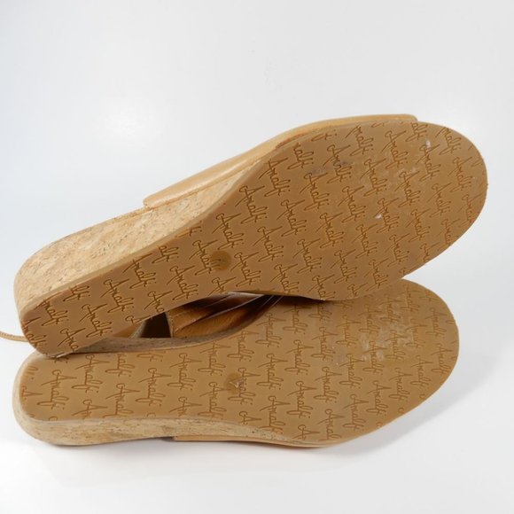 AMALFI by RANGONI Morata Cork Wedge Cage SANDALS Size 7 Sabbia Tan Leather NEW - Picture 6 of 9